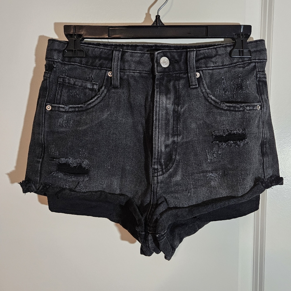 Wild Fable Highest Rise Black-Washed Distressed Denim Cheeky Jean Shorts